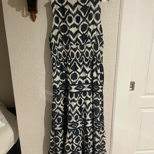 Charlies Indigo and Cream Patterned Dress